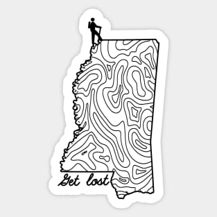 Get Lost Hiking Topographic Art Hike Mississippi State Map Sticker